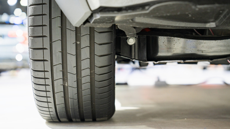 closeup of a vehicle's tire