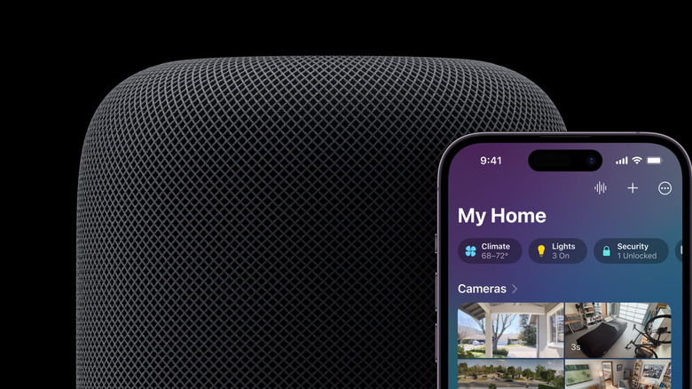 HomePod closeup with home temperature reading
