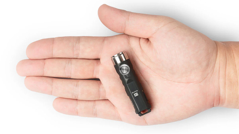 A person holding a small RovyVon flashlight