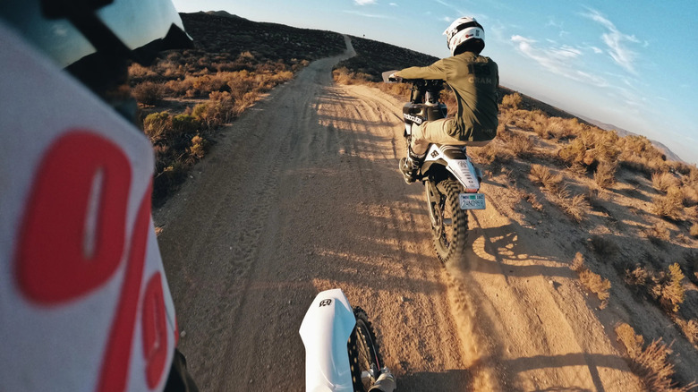 helmet cam pov of another motorbike rider