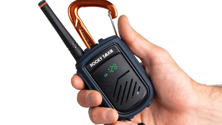 hand holding Rocky Talkie