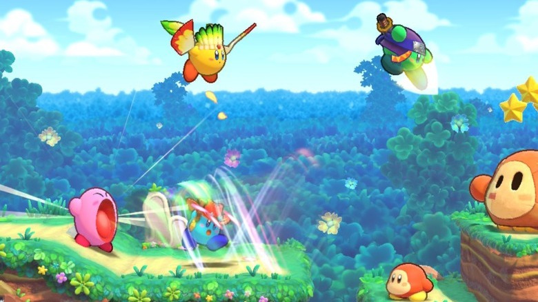 Os inimigos de Kirby lutando em Dream Land Deluxe