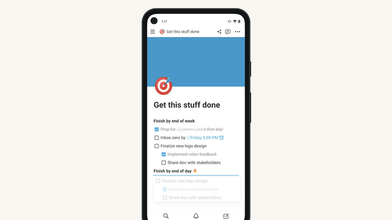 notion app on smartphone