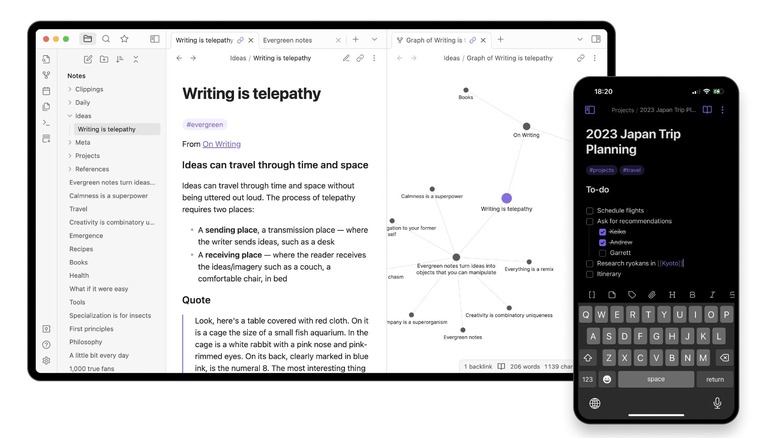 The Obsidian note taking app