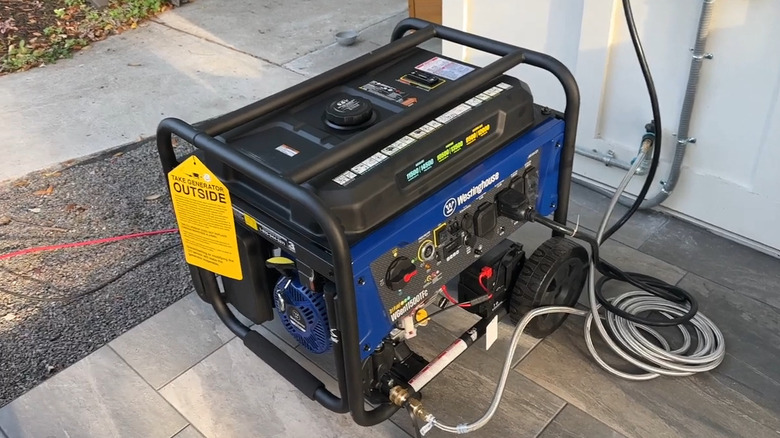 A portable generator outside a home