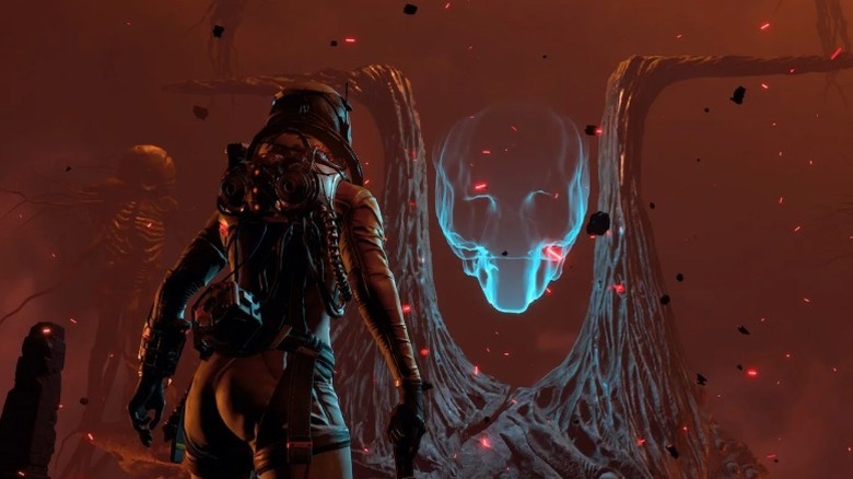 Selene standing before a mysterious entity