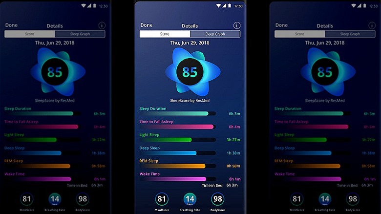 SleepScore app sleep analysis screen