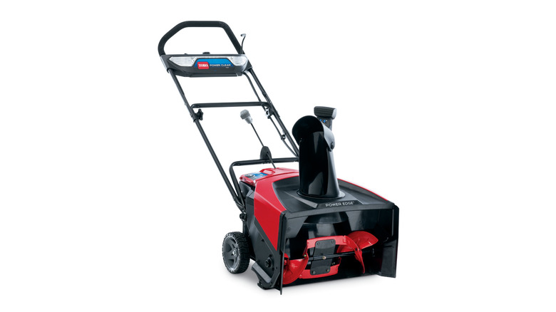The Toro Power Clear e21 39901 snow blower on a white background.