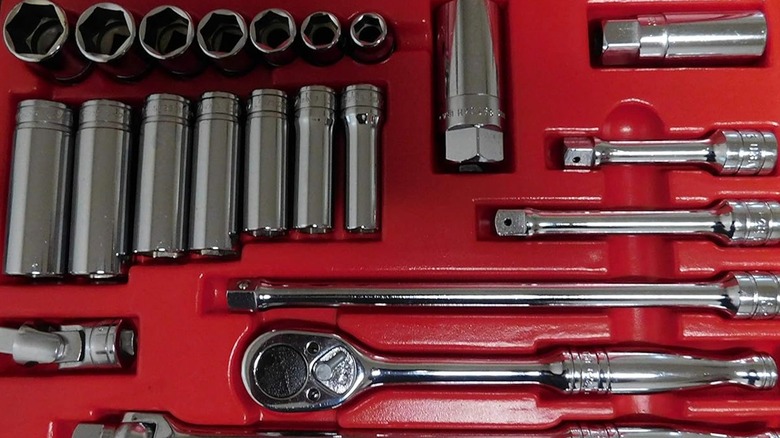 Snap-on socket set in a red toolbox