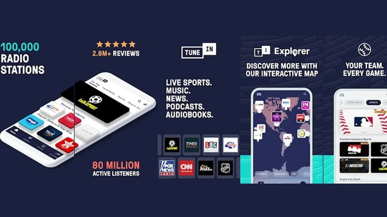 Tune in App info screens
