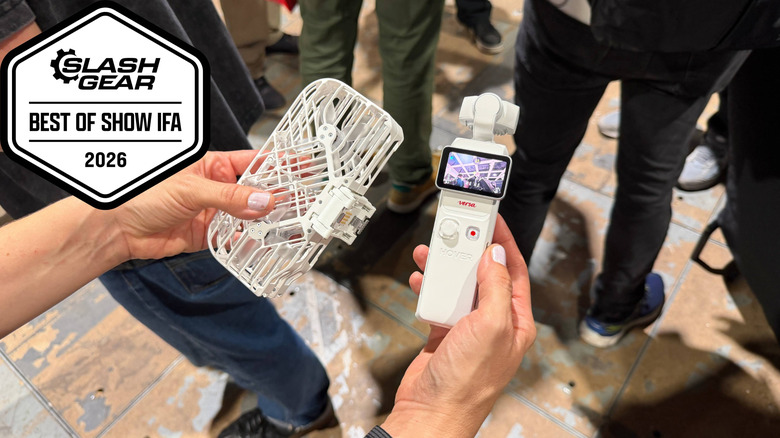 Hands holding the HoverAir Versa