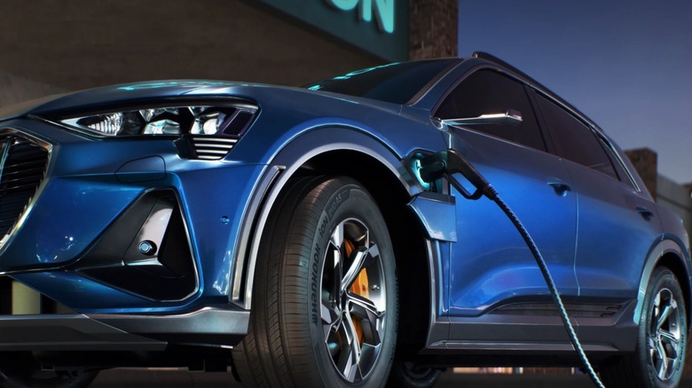 EV with Hankook iON evo AS tires charging its battery