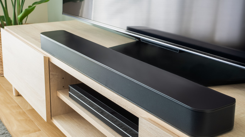 soundbar in front of a television