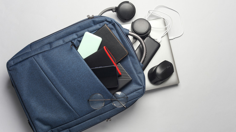 Backpack full of tech items