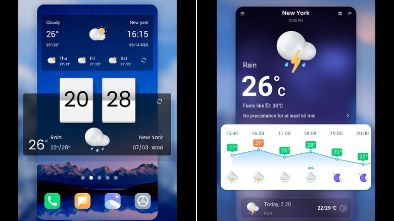 Weather app screenshots on smartphone