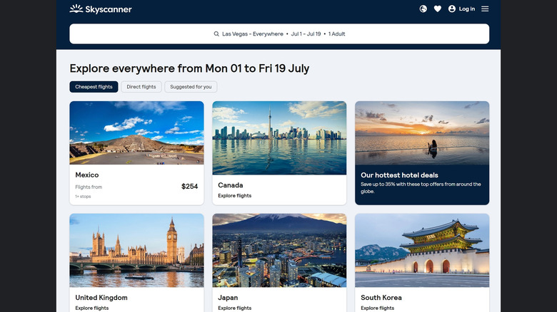 skyscanner explore flights page