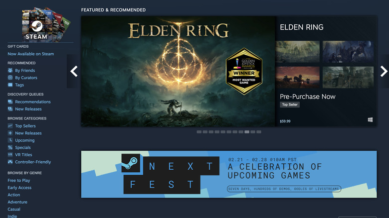 Steam store page