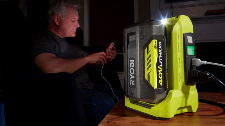 Ryobi 40V Power Source used during a power outage
