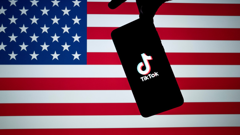 TikTok against USA flag.