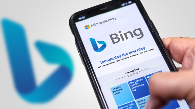 Bing website on smartphone