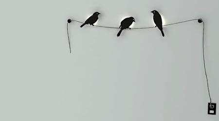 birds on a wire light