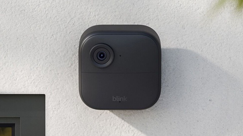 Blink security camera attached to wall