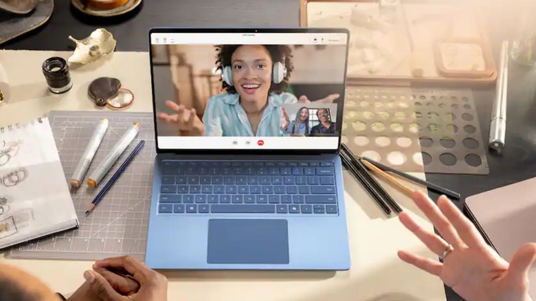 Microsoft 15-inch Surface Copilot+ PC (7th Edition) used for video call