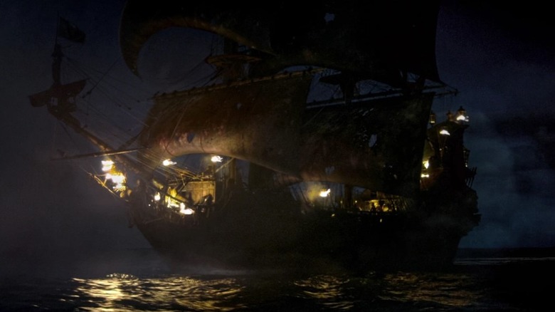 The Queen Anne's Revenge in the dark.