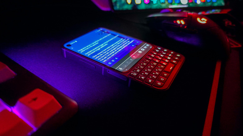 Unihertz Titan 2 Elite on a desk in a dark room