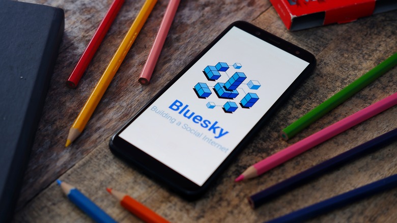 Bluesky opened on smartphone 