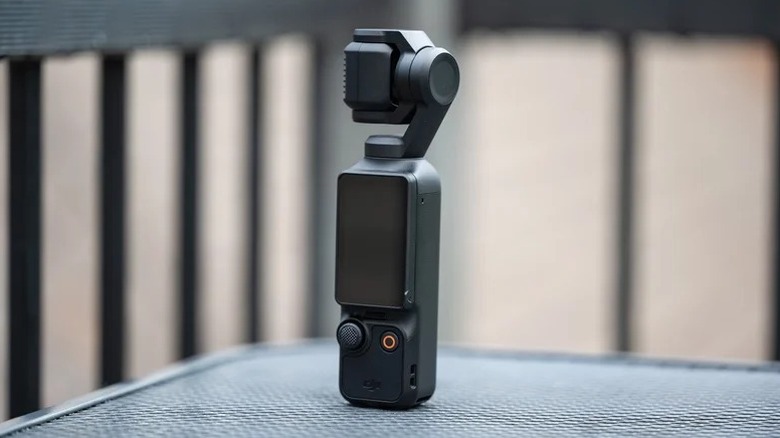DJI Osmo Pocket 3 on a grated surface