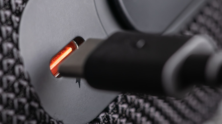 USB-C cable being plugged in