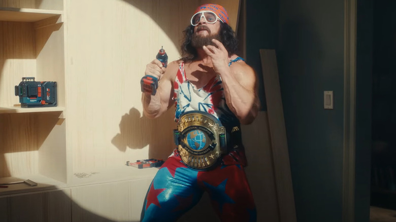 Macho Man Randy Savage impersonator appearing in Bosch Super Bowl ad.