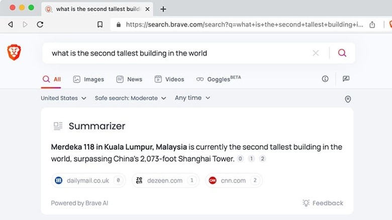 screenshot Brave Summarizer