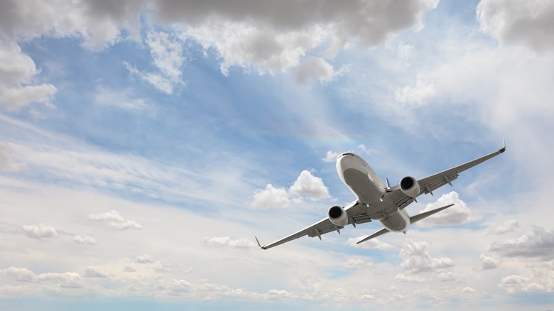 Passenger plane flying