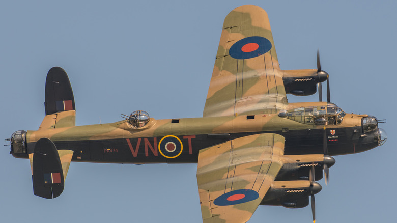 An Avro Lancaster bomber in the air