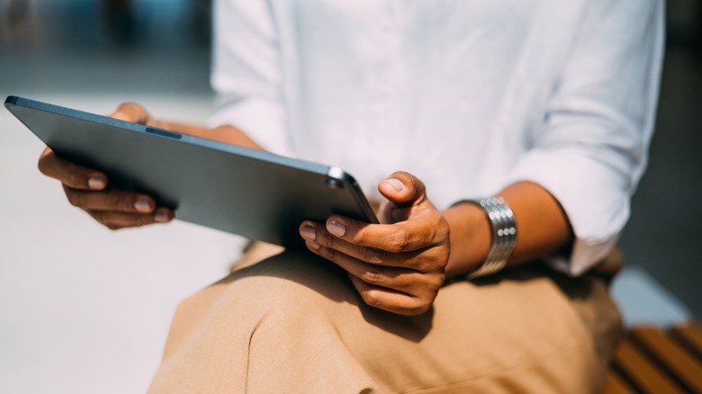 Woman using tablet