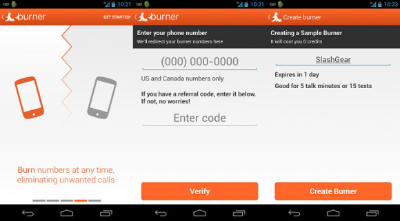 Get disposable phone numbers via the Burner Android app