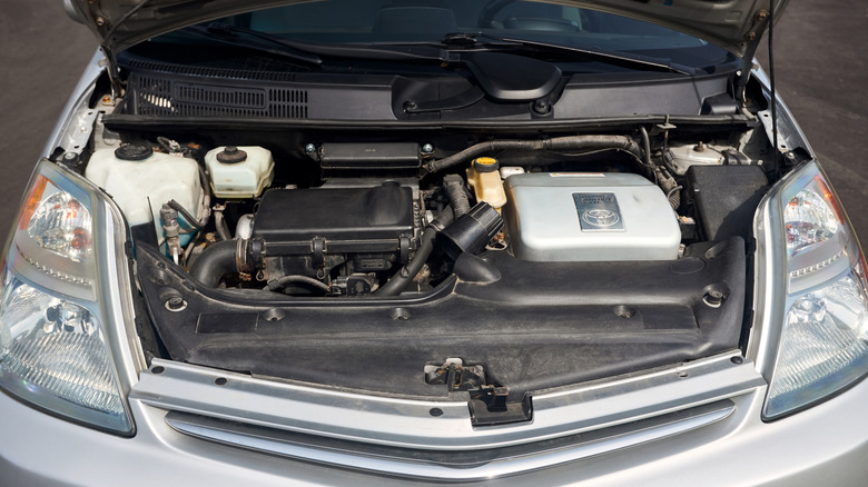 Toyota Prius hybrid electric car engine bay