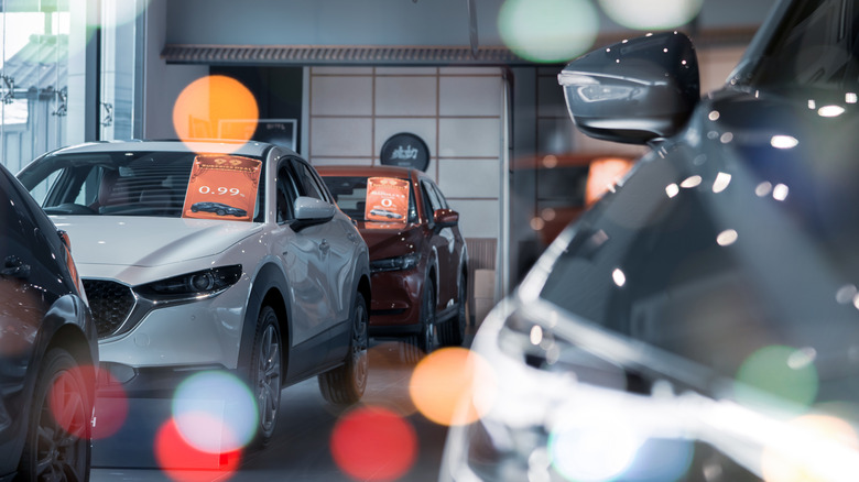 EVs in a car dealership
