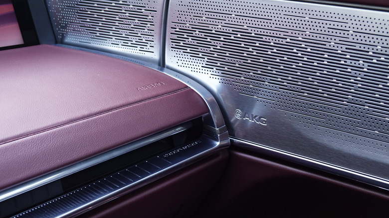 2025 Cadillac Celestiq metal and leather upholstery detail