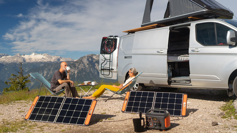 camper van with solar panels