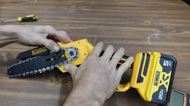 The knockoff DeWalt chainsaw that Project Farm tested