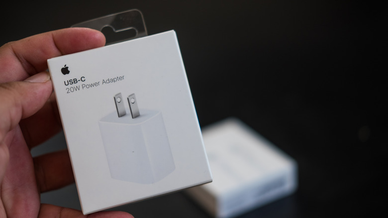 A packed 20W Apple adapter.