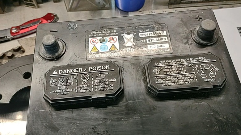 a car battery with a label showing the CCA