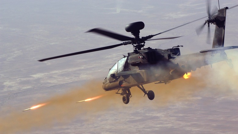 British AgustaWestland Apache helicopter fires rockets in Afghanistan