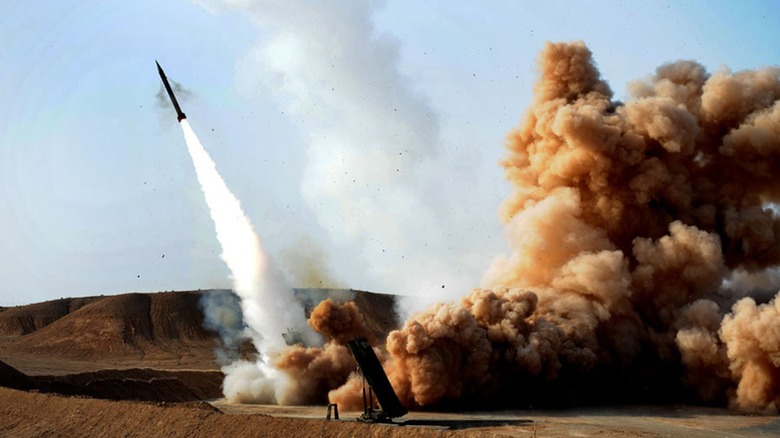 An Iranian Zelzal-3 missile launched from the ground