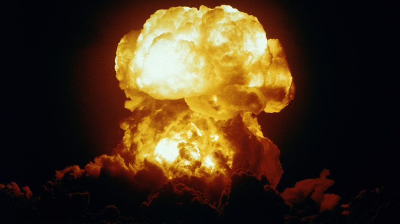The mushroom cloud of a nuclear explosion