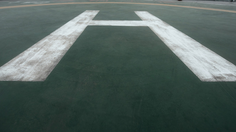 Close up of the center of a helipad