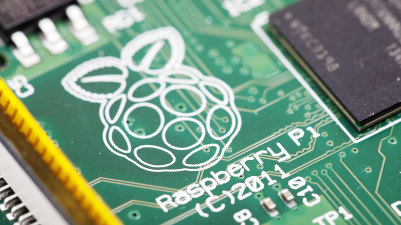 closeup of raspberry pi board